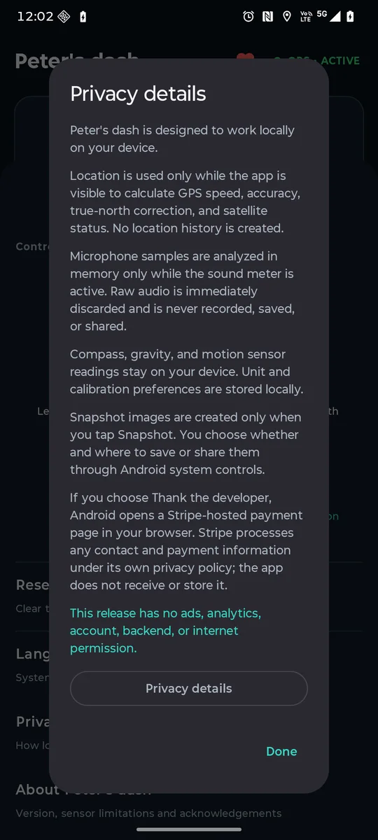 Privacy details